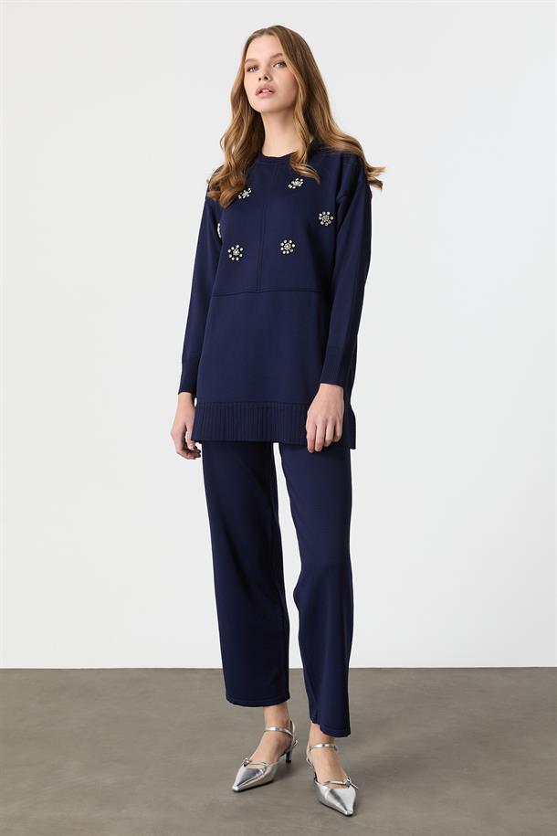 Taş İşleme Detaylı Triko Takım-LACI