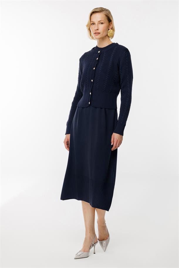 Triko Elbise ve Hırka İkili Takım-LACI