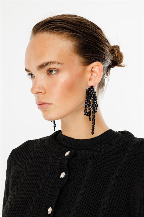 Triko Elbise ve Hırka İkili Takım-SİYAH