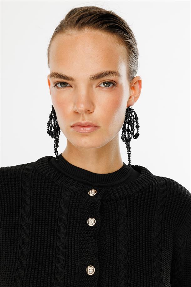 Triko Elbise ve Hırka İkili Takım-SİYAH