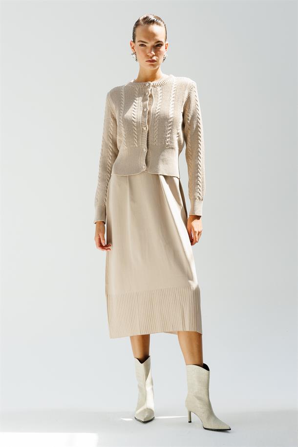 Triko Elbise ve Hırka İkili Takım-TAŞ