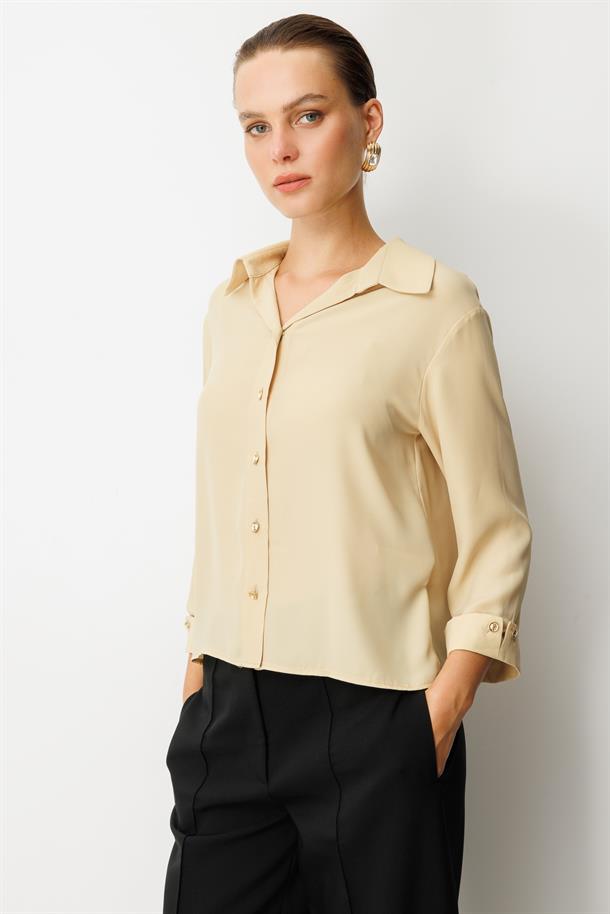 Truvakar Kol Taş Düğmeli Gömlek-SARI