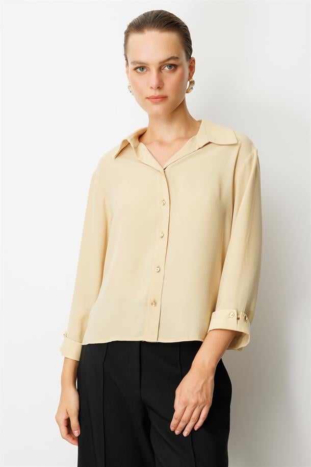 Truvakar Kol Taş Düğmeli Gömlek-SARI