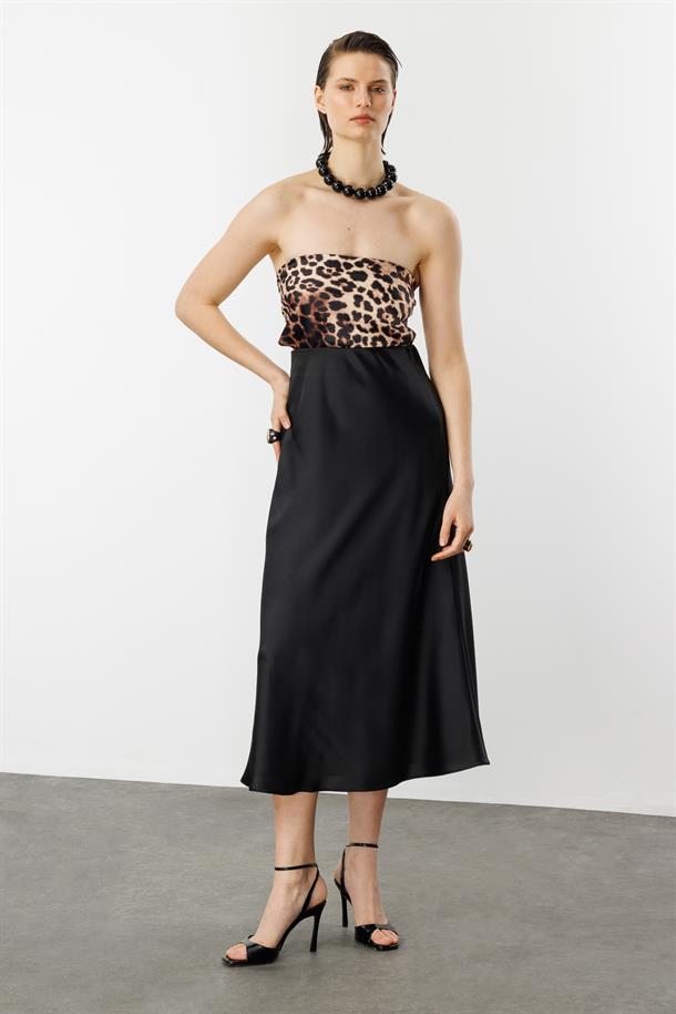 Uzun Saten Etek-SİYAH