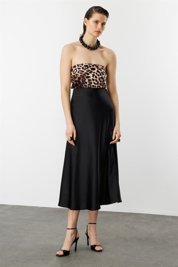 Uzun Saten Etek-SİYAH