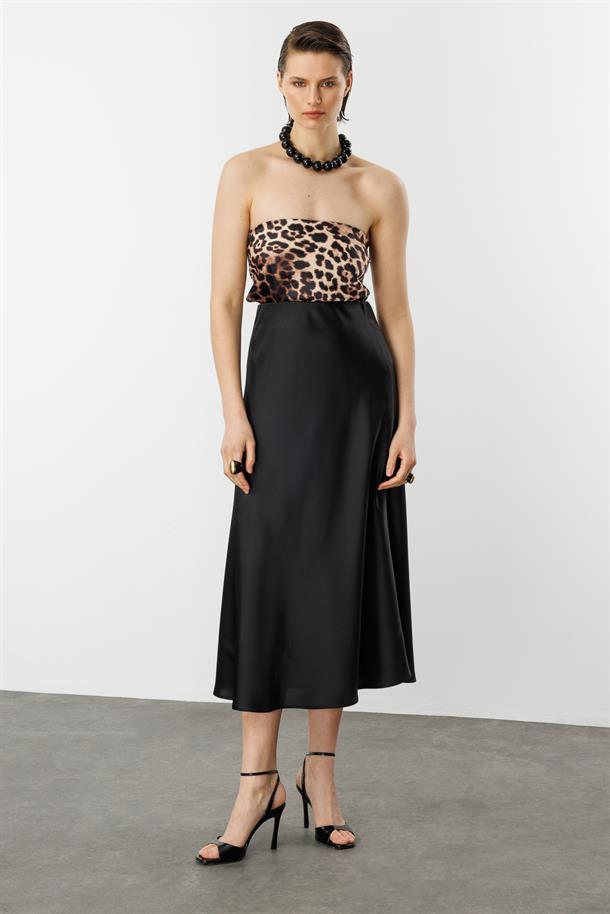 Uzun Saten Etek-SİYAH