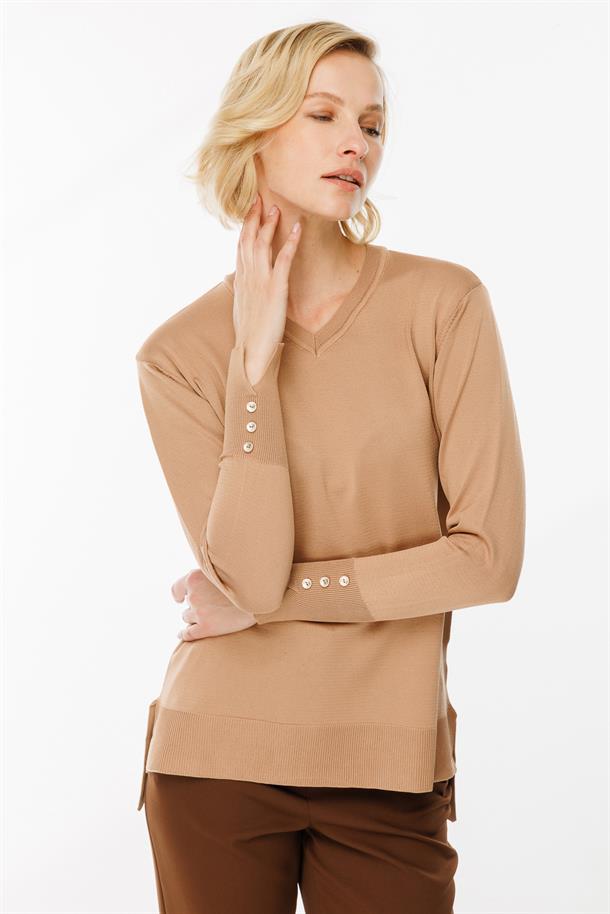 V Yaka Basic Triko Kazak-CAMEL