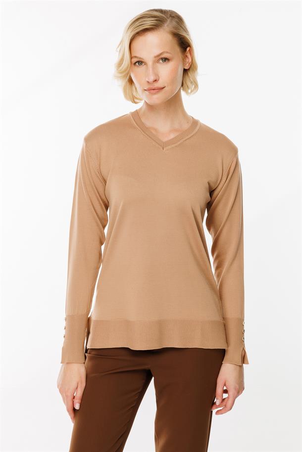 V Yaka Basic Triko Kazak-CAMEL