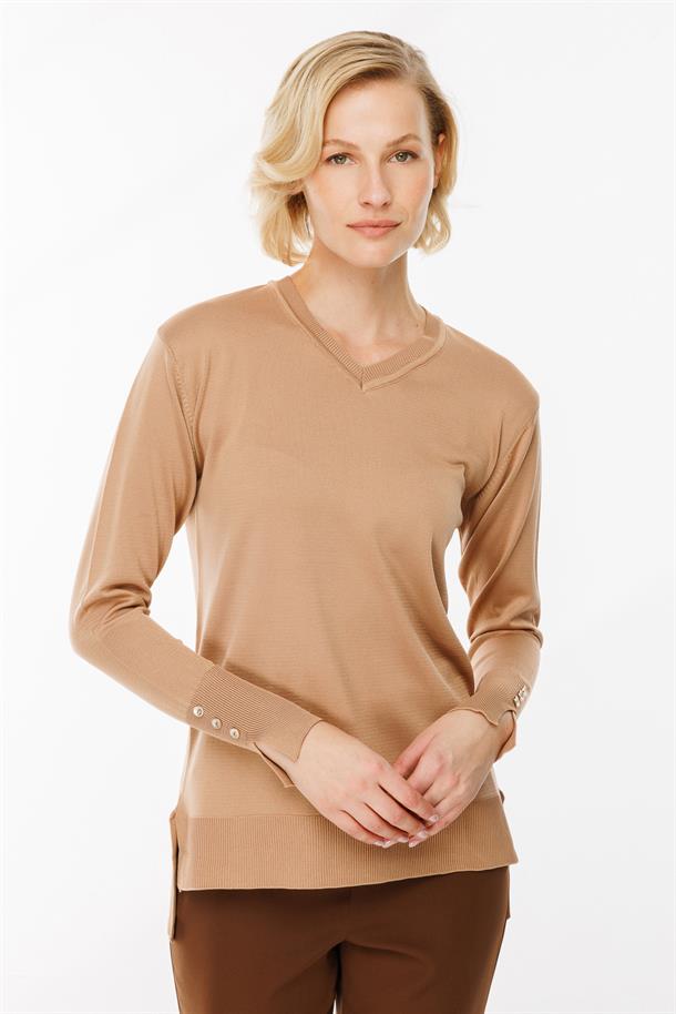 V Yaka Basic Triko Kazak-CAMEL