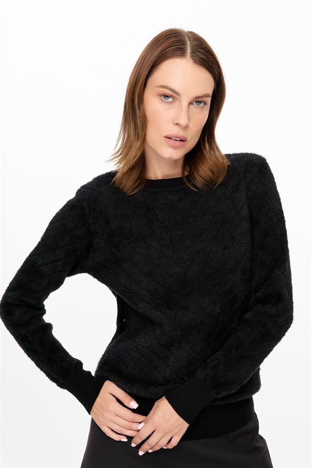 Verev Desenli Triko Kazak-SİYAH