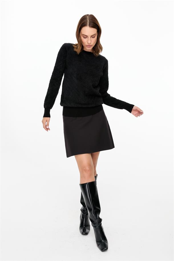 Verev Desenli Triko Kazak-SİYAH