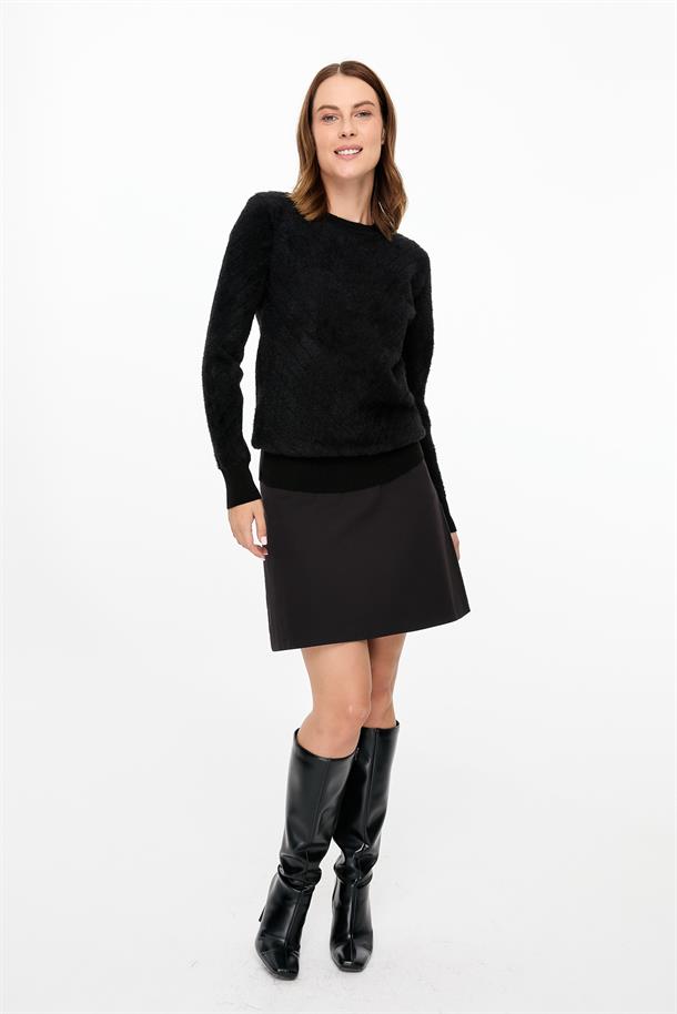 Verev Desenli Triko Kazak-SİYAH