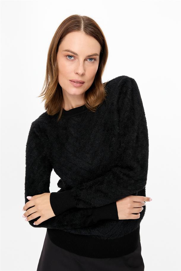 Verev Desenli Triko Kazak-SİYAH