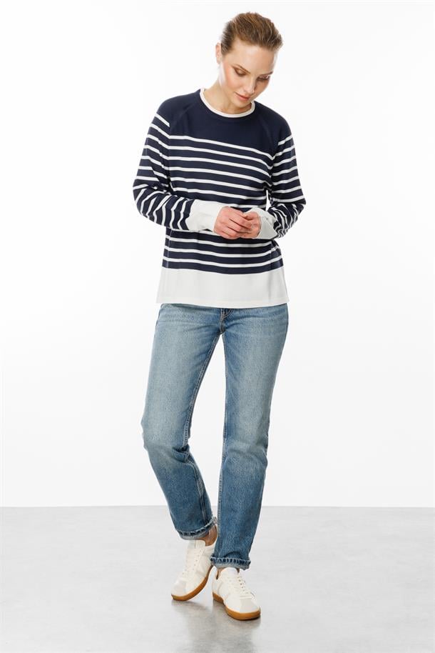 Yaka Detay Çizgili Kazak-LACI