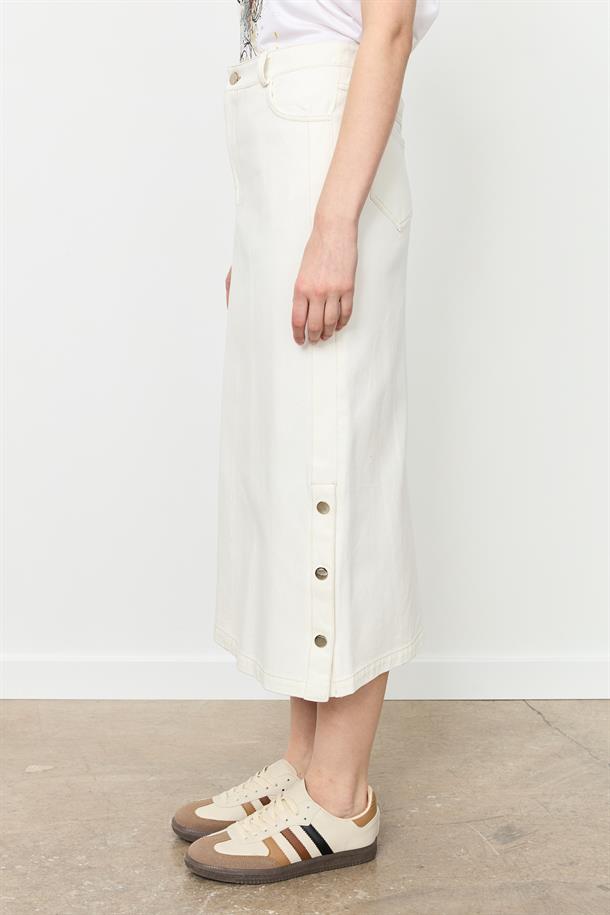 Yanları Çıtçıtlı Kot Etek-KEMIK