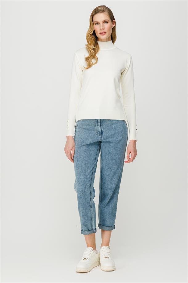 Yarım Balıkçı Basic Triko Kazak-EKRU