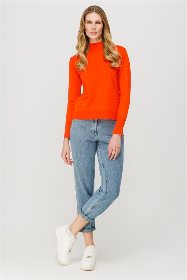 Yarım Balıkçı Basic Triko Kazak-ORANJE