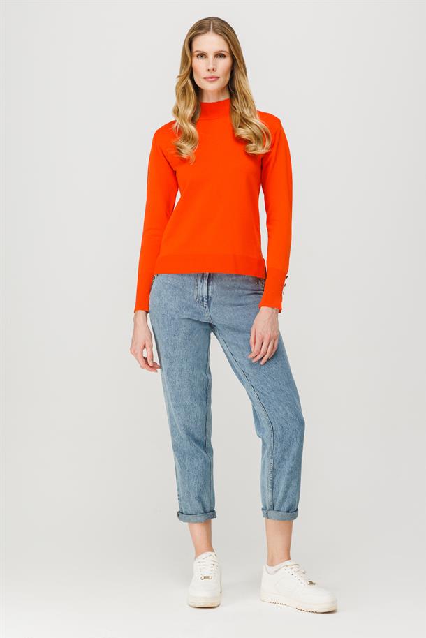 Yarım Balıkçı Basic Triko Kazak-ORANJE