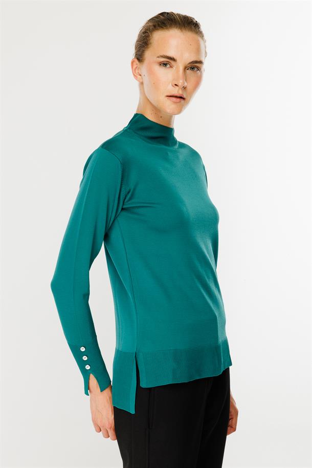 Yarım Balıkçı Basic Triko Kazak-PETROL