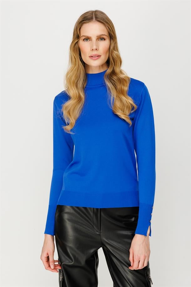 Yarım Balıkçı Basic Triko Kazak-SAX