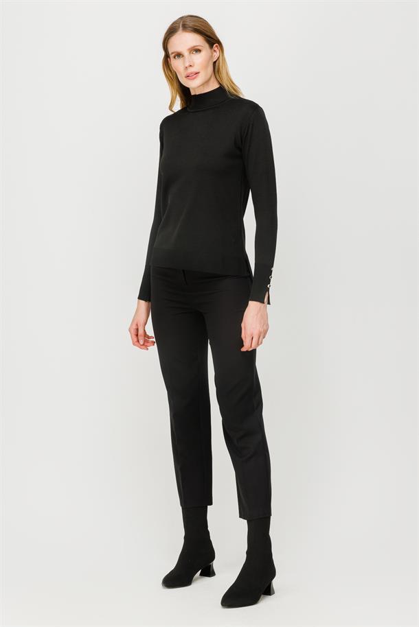 Yarım Balıkçı Basic Triko Kazak-SİYAH