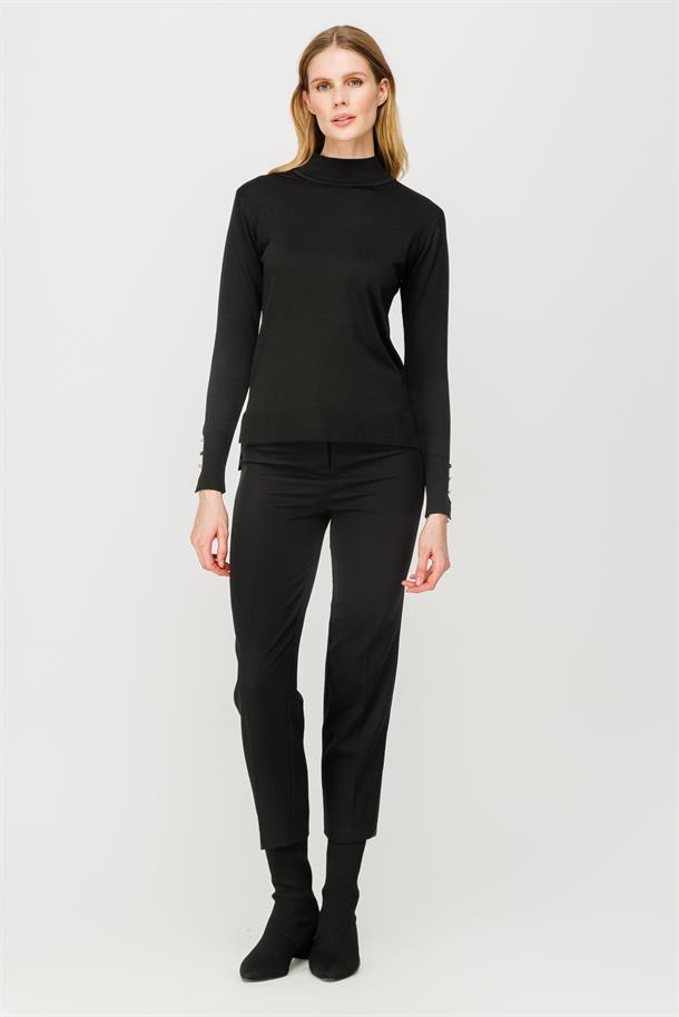 Yarım Balıkçı Basic Triko Kazak-SİYAH