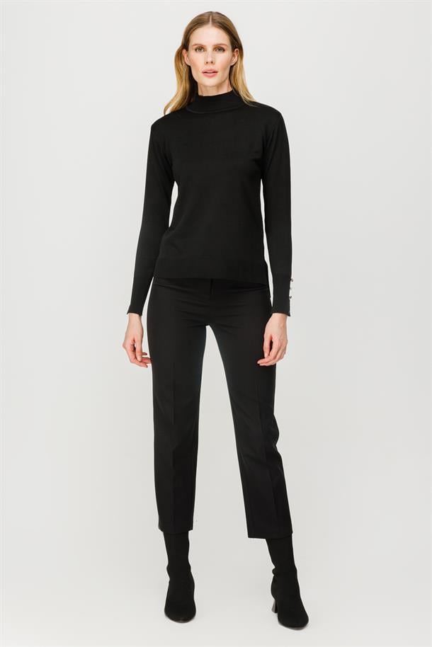 Yarım Balıkçı Basic Triko Kazak-SİYAH