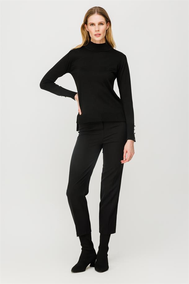 Yarım Balıkçı Basic Triko Kazak-SİYAH