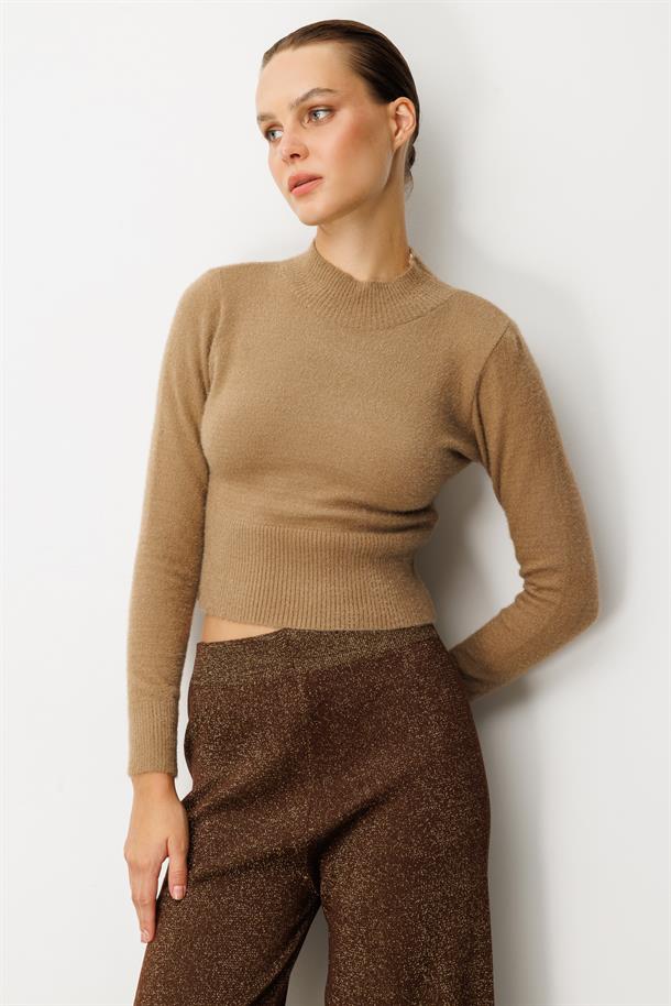 Yarım Balıkçı Kısa Triko Kazak-VİZON