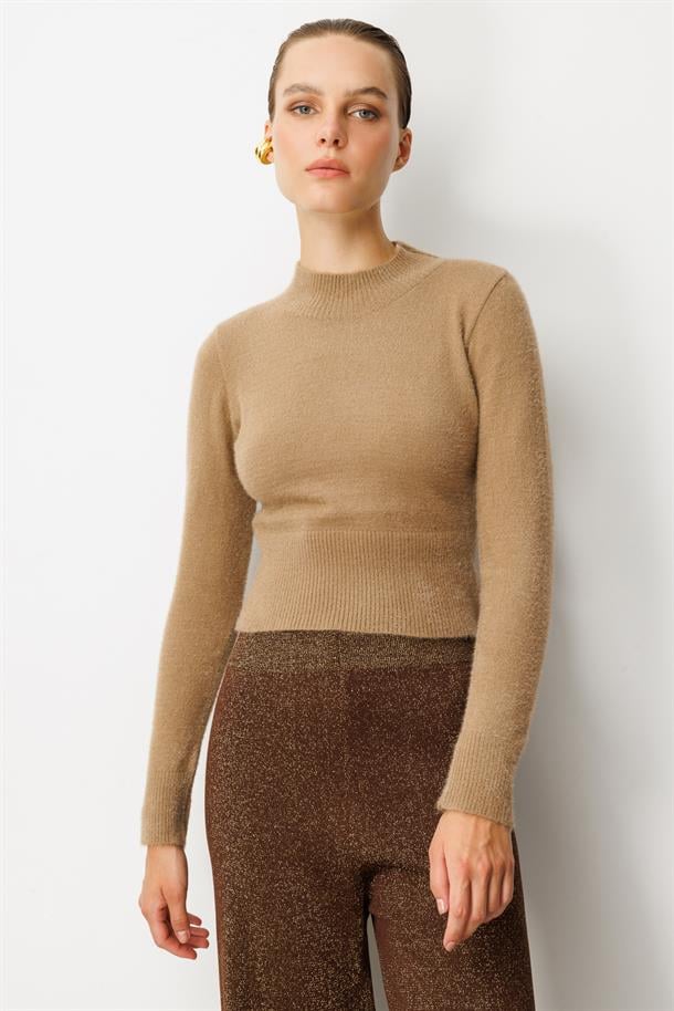 Yarım Balıkçı Kısa Triko Kazak-VİZON