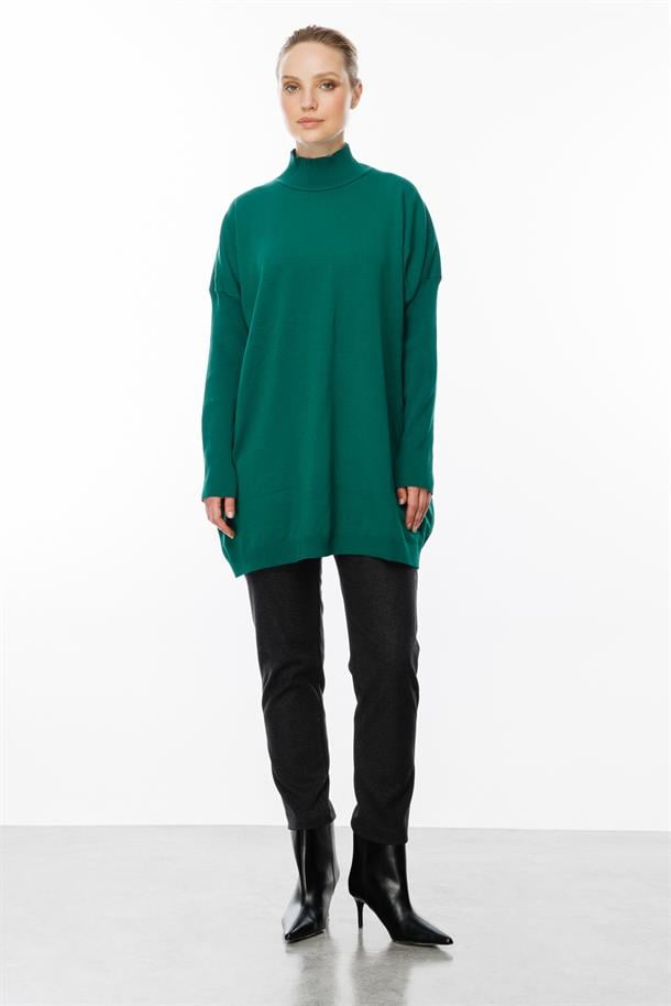 Yarım Balıkçı Triko Tunik-YEŞİL