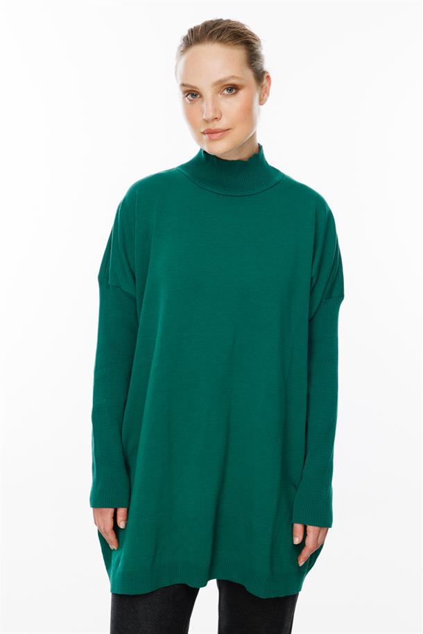 Yarım Balıkçı Triko Tunik-YEŞİL