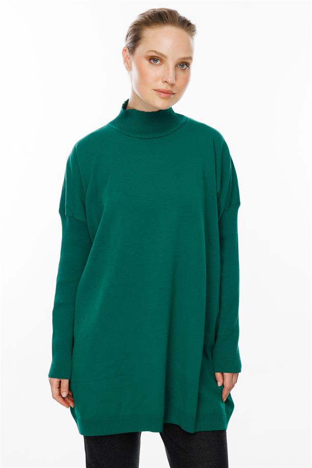 Yarım Balıkçı Triko Tunik-YEŞİL