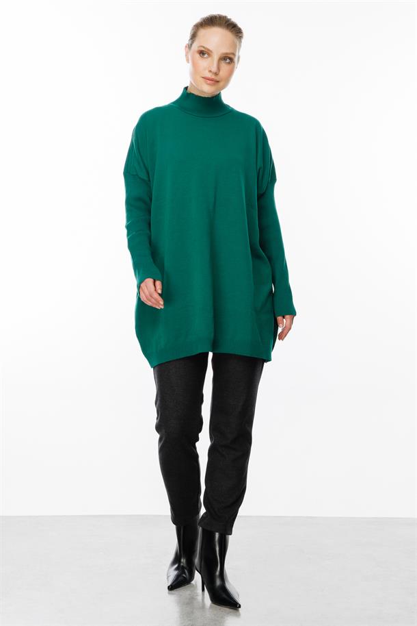 Yarım Balıkçı Triko Tunik-YEŞİL