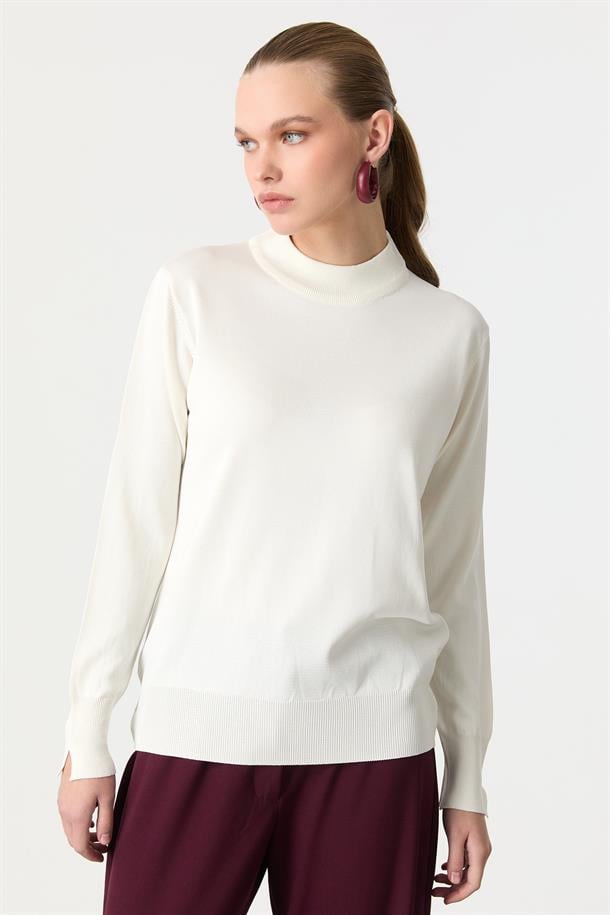 Yarım Balıkçı Triko Tunik-EKRU