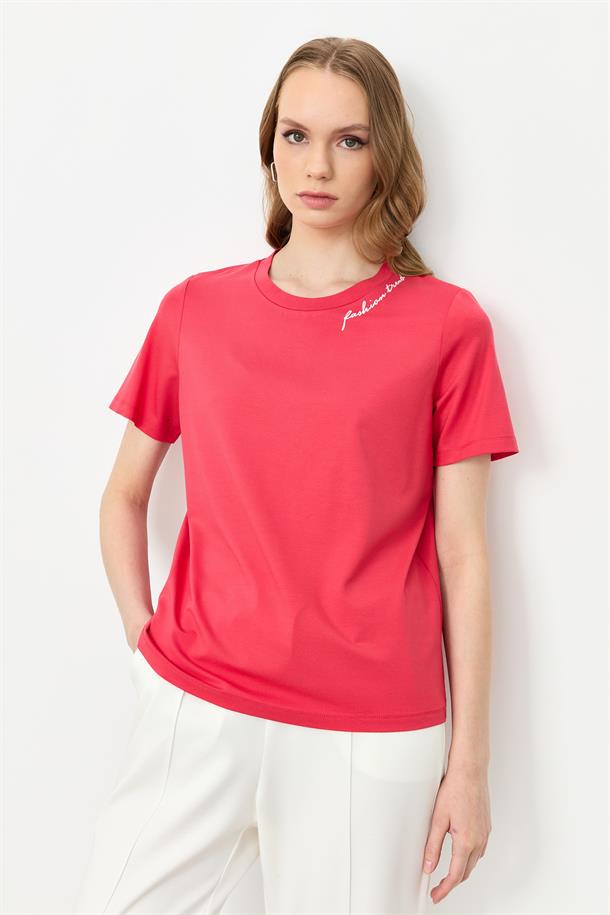 Yazı Detay Pamuklu Bluz-MERCAN