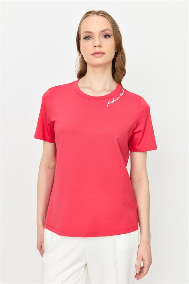 Yazı Detay Pamuklu Bluz-MERCAN