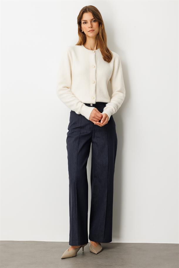 Yüksek Bel Bol Paça Kot Pantolon-LACI