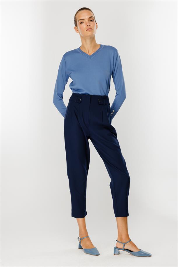 Yüksek Bel Pileli Havuç Pantolon-LACI