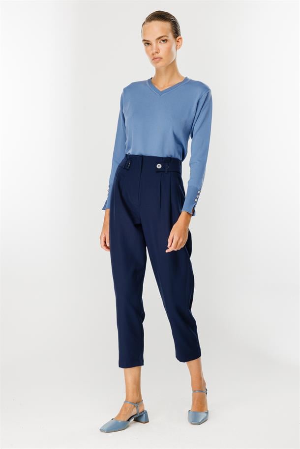 Yüksek Bel Pileli Havuç Pantolon-LACI