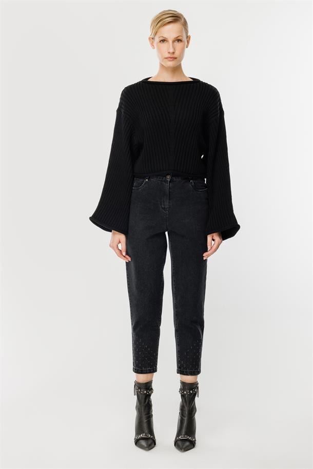 Yüksel Bel Kot Pantolon-SİYAH