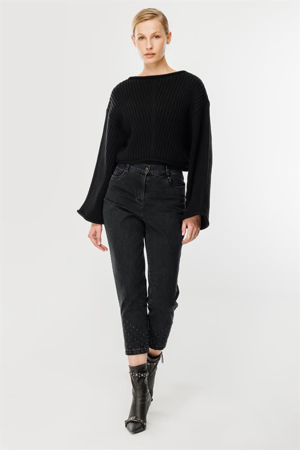 Yüksel Bel Kot Pantolon-SİYAH