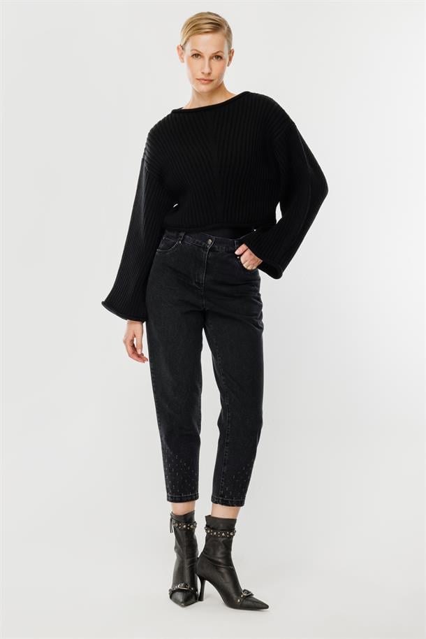 Yüksel Bel Kot Pantolon-SİYAH