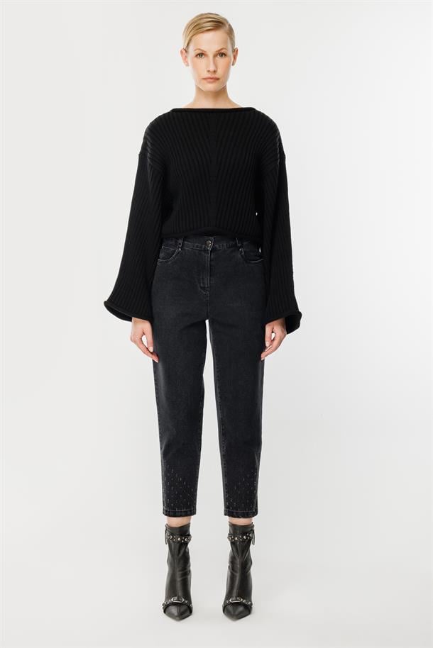 Yüksel Bel Kot Pantolon-SİYAH