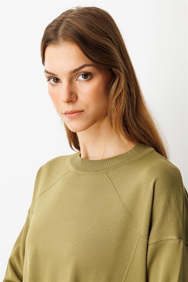 Yuvarlak Yaka Basic Triko-Y.YEŞİLİ