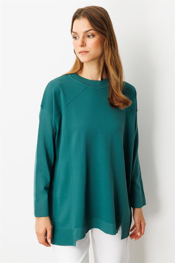 Yuvarlak Yaka Basic Triko-ZÜMRÜT