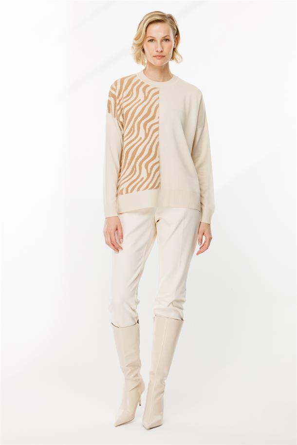 Zebra Kombin Desenli Triko Kazak-TAŞ