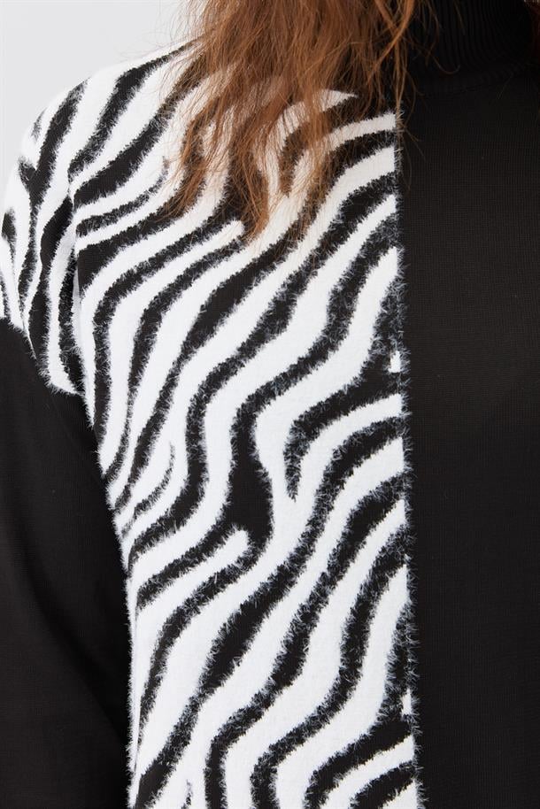 Zebra Kombinli Triko Tunik-SİYAH