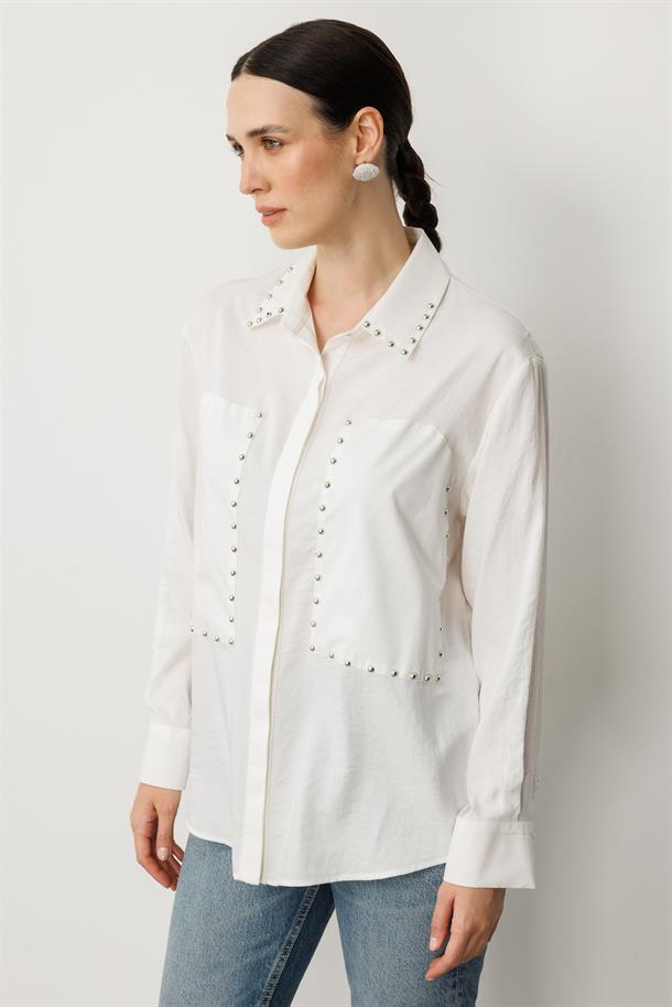 Zımba Detay Gömlek-KEMIK