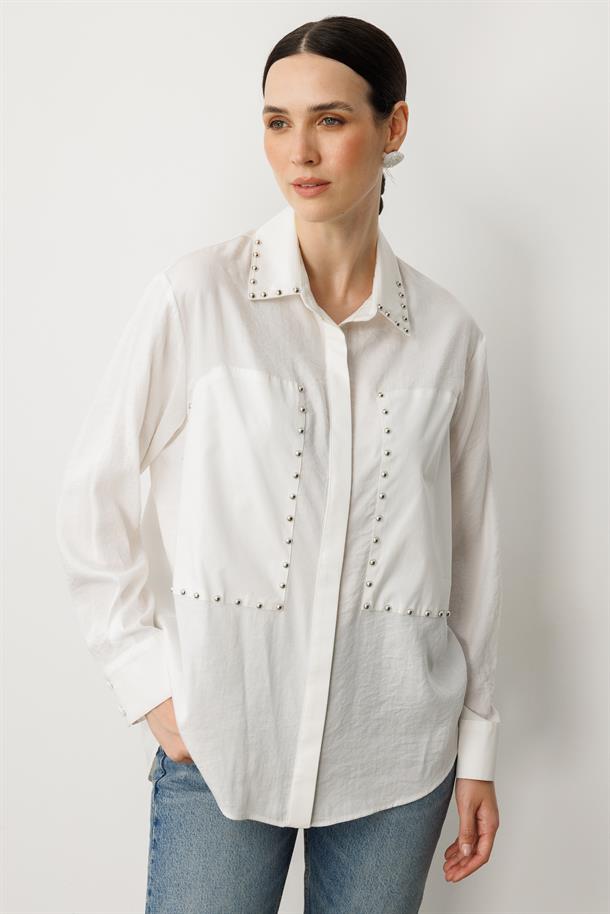 Zımba Detay Gömlek-KEMIK